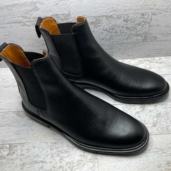 New Woman By Common Project Black Leather Pull Tab Chelsea Boots 38257547 - Picture 3 of 16